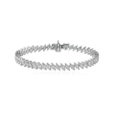 Silver tennis bracelet with marquise-cut diamonds in elegant, curved design