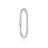 Silver diamond bracelet with interlocking chain and marquise stone design
