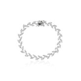 Diamond leaf bracelet with delicate linked silver design and clasp