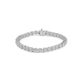 Sparkling diamond tennis bracelet with round gems in white gold, clasp visible