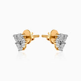 Gold and white gold diamond stud earrings with screw-back closure
