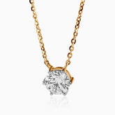 Gold chain with sparkling round diamond pendant in six-prong setting