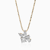 Diamond cluster pendant on two-tone gold and black chain