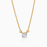 Gold chain necklace with round solitaire diamond pendant