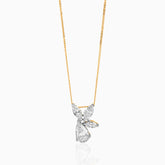Diamond butterfly pendant on gold chain with delicate marquise and teardrop stones