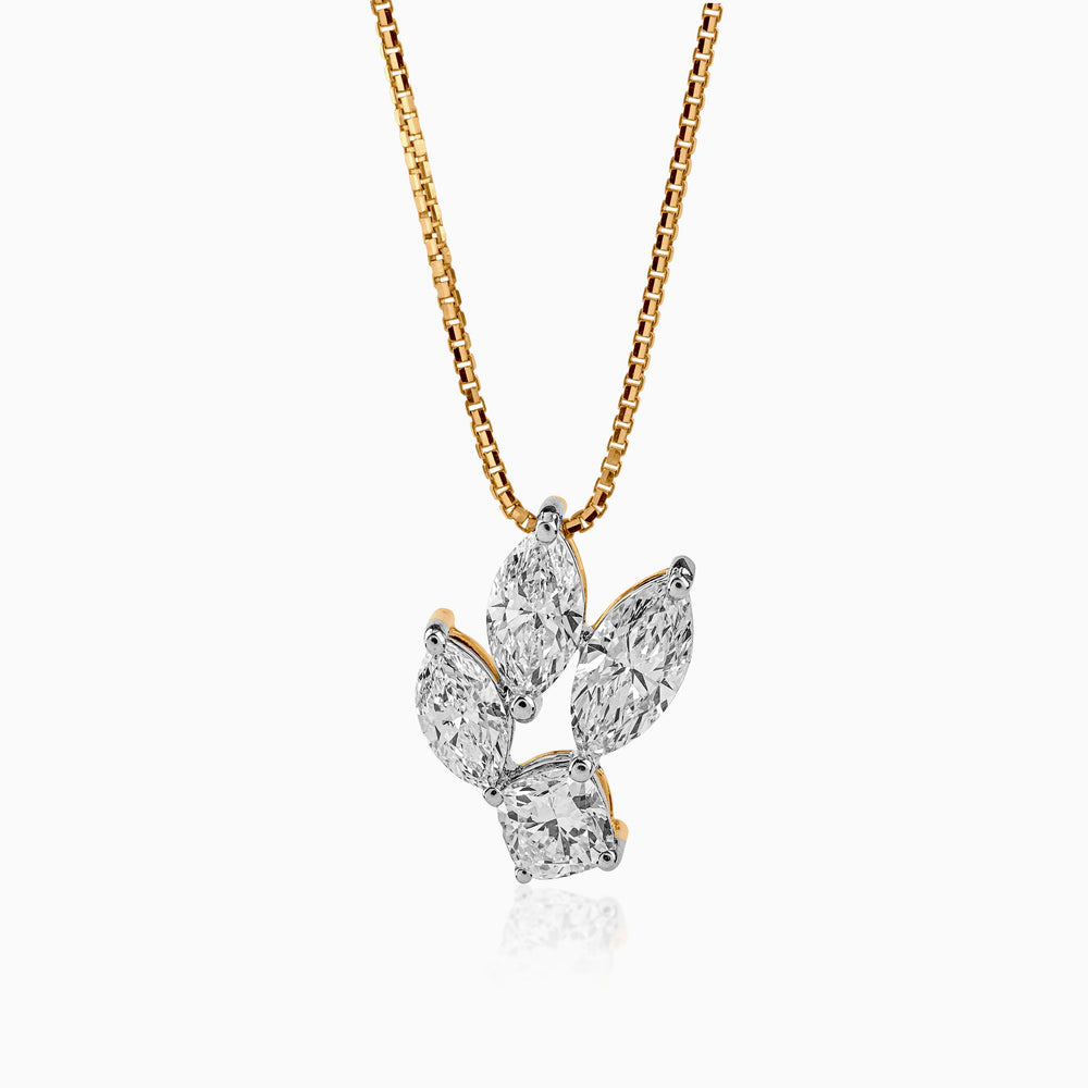 Gold chain with diamond pendant in marquise and round brilliant cuts