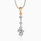 Gold and silver diamond pendant necklace with cascading round brilliant stones