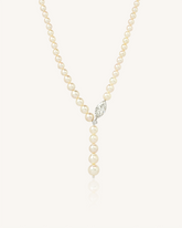 Classic Pearl Necklace with 3 Carat Marquise Cut Diamond Solitaire – Royal Bloom