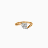 Gold ring with two-tone diamond cluster in elegant twisted band design