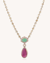 Colour stone Statement Necklace in 18KT gold | 39.08ct | CFNS-1372