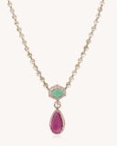 Colour stone Statement Necklace in 18KT gold | 39.08ct | CFNS-1372