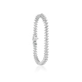 Silver diamond bracelet with interlocking chain and marquise stone design