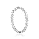 Diamond eternity band with round stones in white gold, curved display