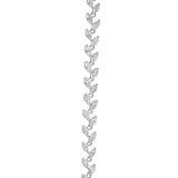 Silver leaf-shaped diamond bracelet or necklace link chain