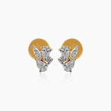 Gold and diamond cluster stud earrings with mixed-cut stones in elegant design