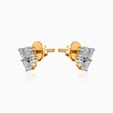 Gold and white gold diamond stud earrings with screw-back closure