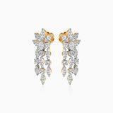 Diamond chandelier earrings in gold and white with cascading marquise-cut stones