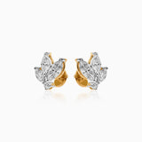 Gold and silver diamond cluster earrings with marquise and round stones