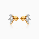 Gold and diamond butterfly stud earrings with screw-back closure