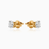 Gold stud earrings with round brilliant diamond solitaires in four-prong settings