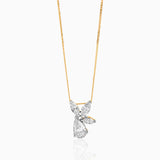 Diamond butterfly pendant on gold chain with delicate marquise and teardrop stones