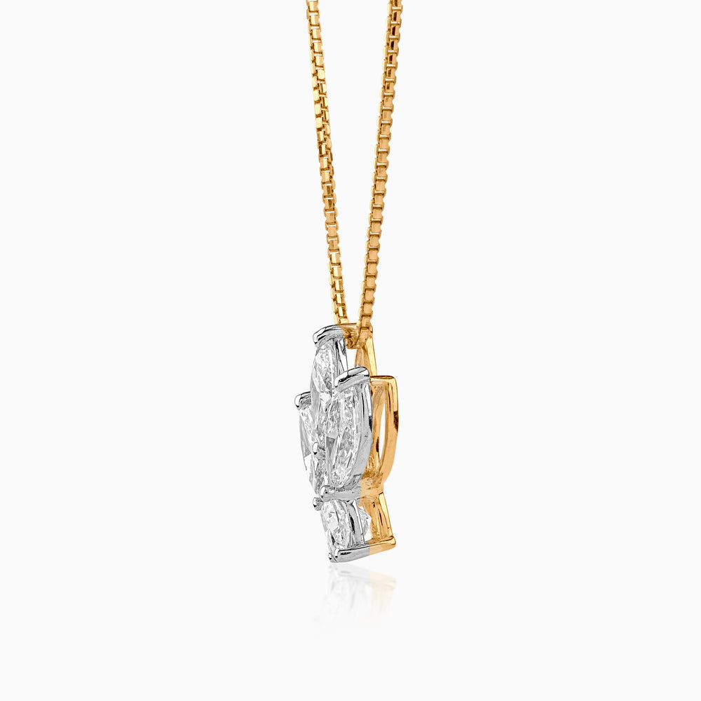 Gold chain with two-tone diamond pendant in white and yellow gold