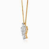 Gold chain with two-tone diamond pendant in white and yellow gold