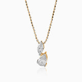 Gold and silver chain with two-stone diamond pendant in marquise and pear cuts