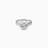Solitaire diamond engagement ring with round brilliant cut stone in silver setting